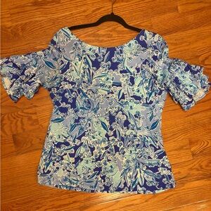 Lilly Pulitzer Blue Floral Blouse